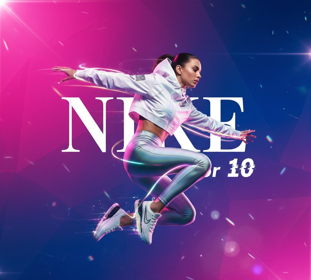 Futuristic Nike Fashion Ad with Light Trails