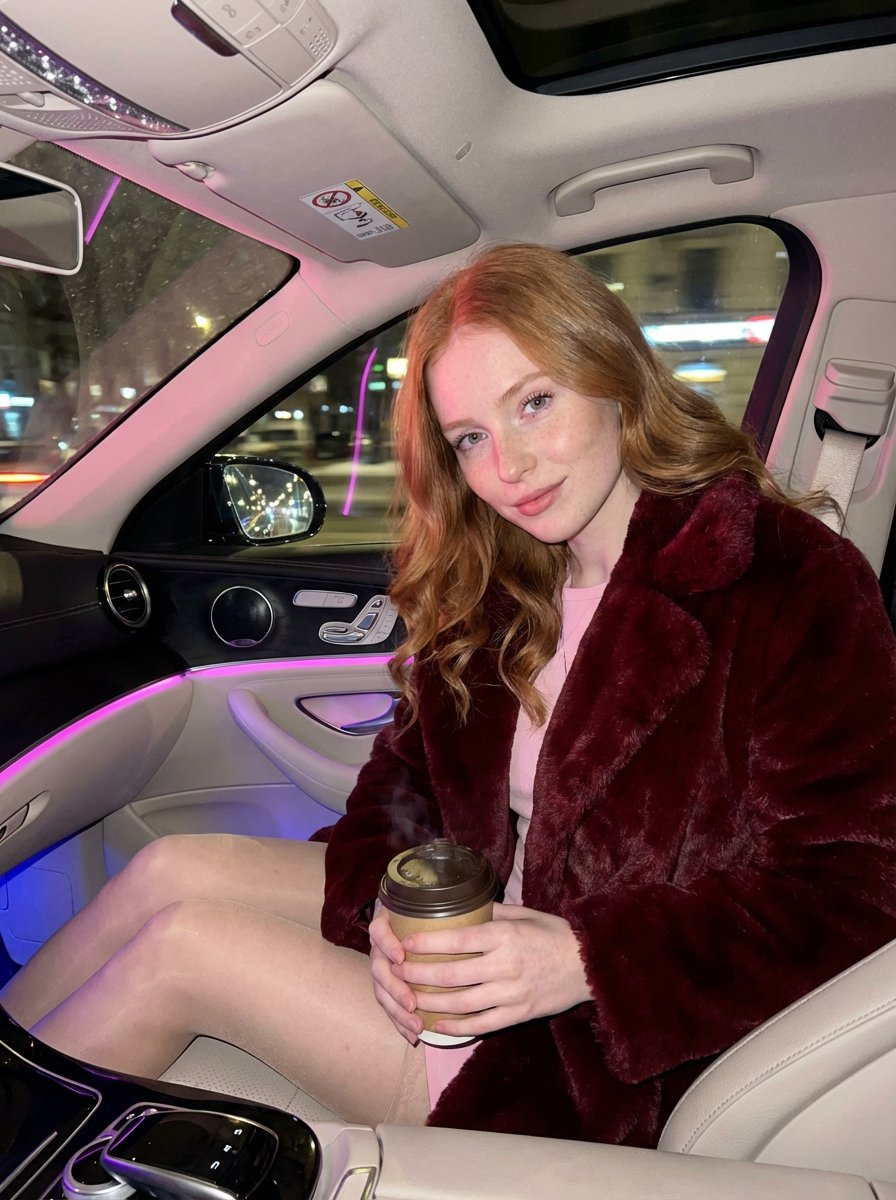 Sample output image for Intimate Luxury Car Interior Portrait