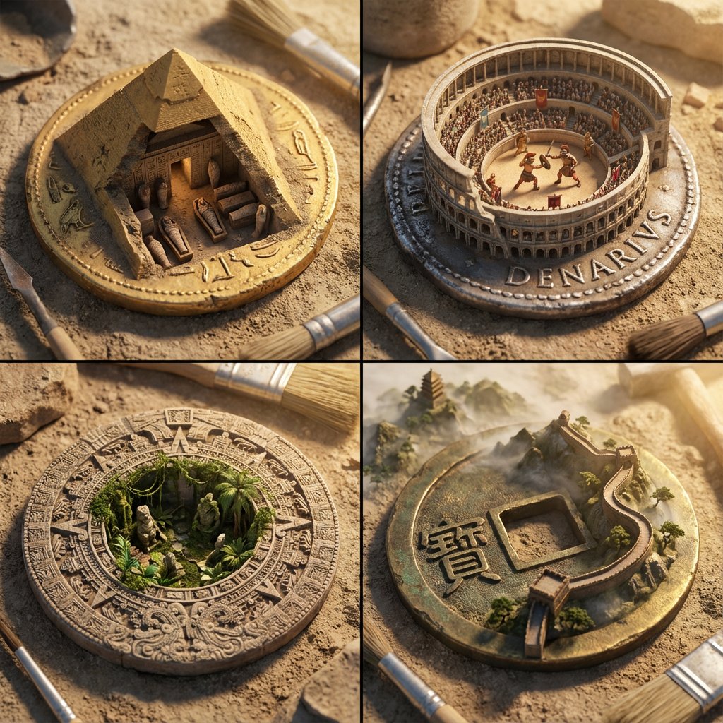 Architectural Diorama Coin Art Grid Prompt