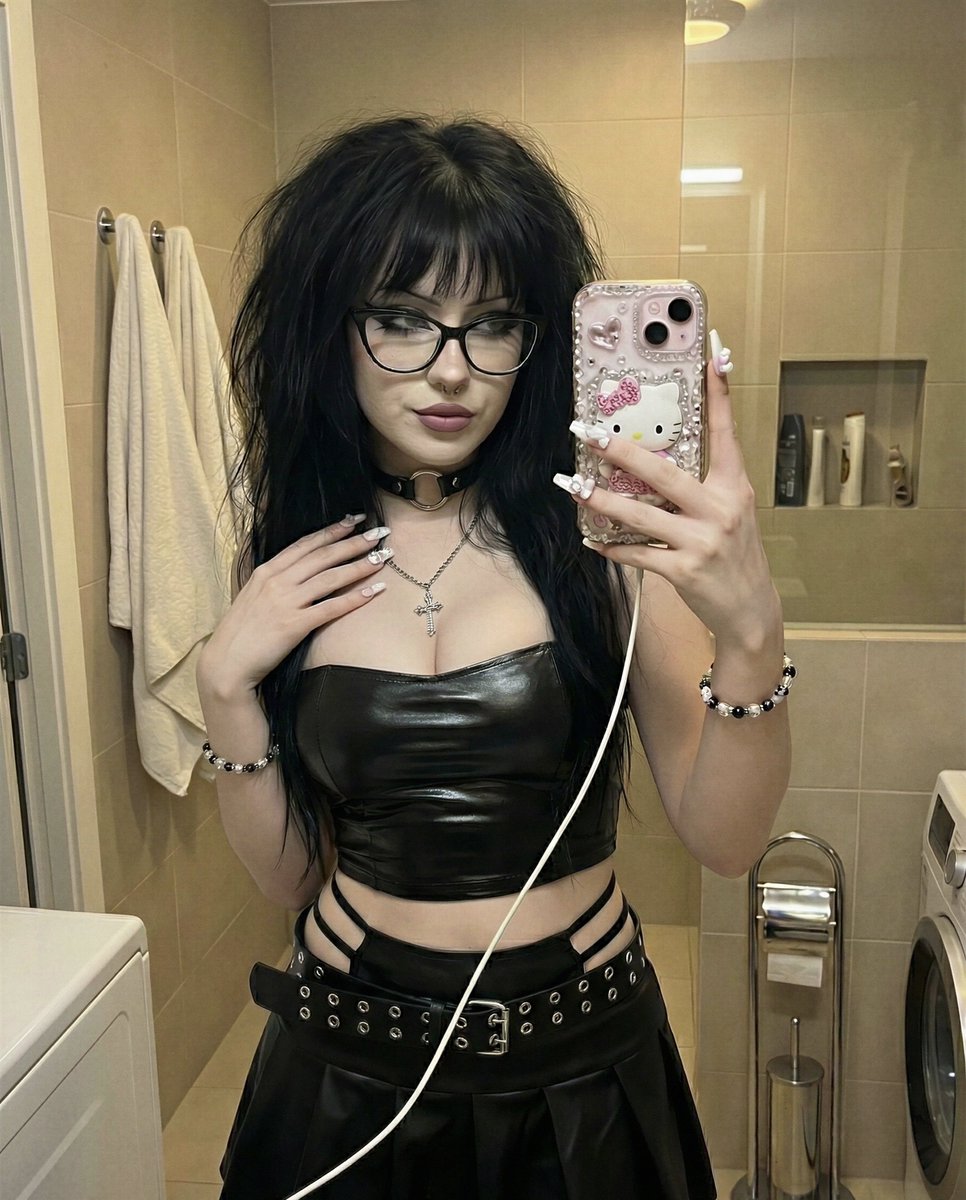 Y2K Grunge Mirror Selfie in Bathroom