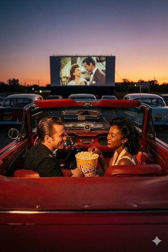 Drive-In Movie Date Scene