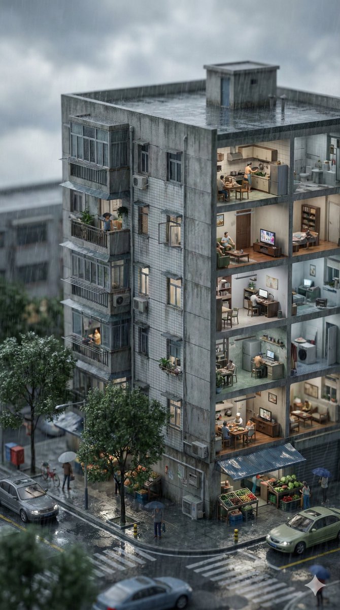 Vertical Tilt-Shift Miniature City Cross-Section 2