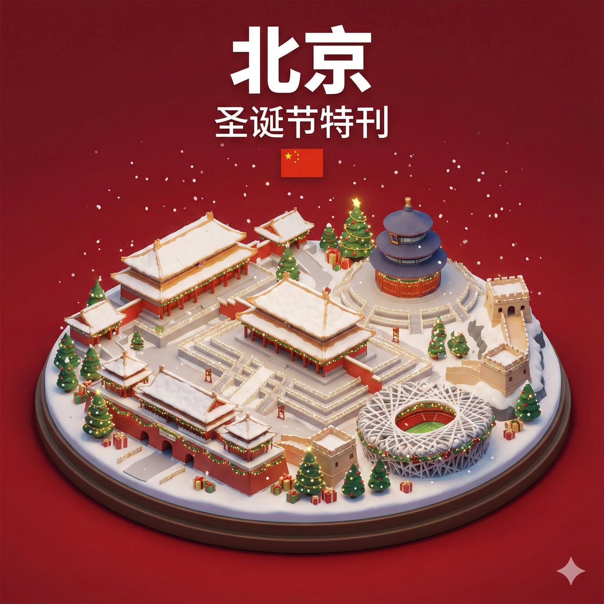 Isometric 3D Miniature City Diorama with Holiday Theme
