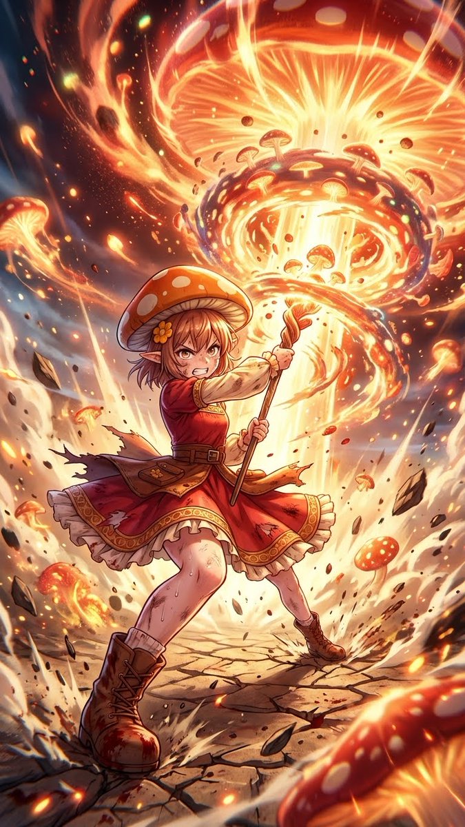 Ultimate Mushroom Crusher Illustration Prompt