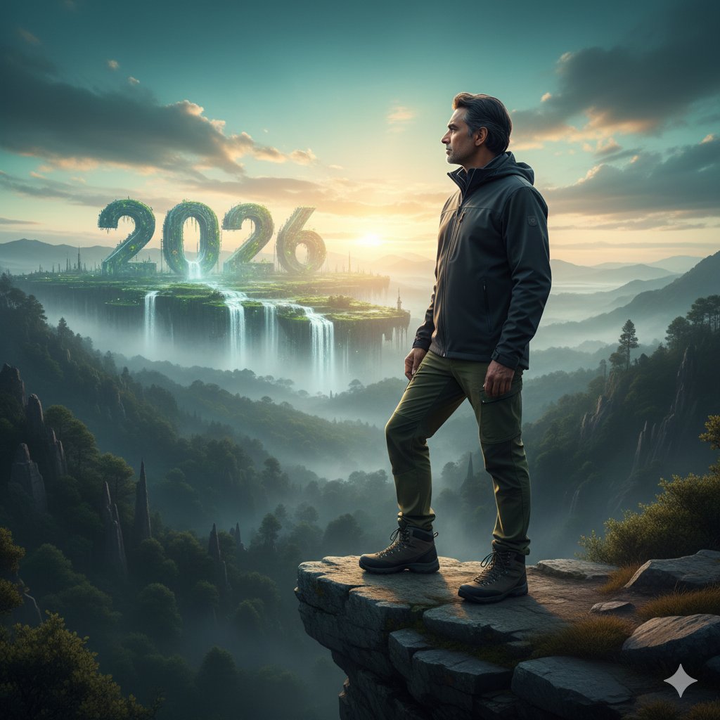 Futuristic Nature and Technology Landscape Portrait