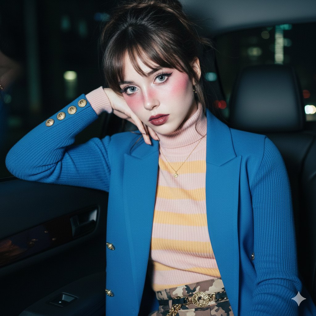 Ethereal Doll-like Portrait in a Night Car Interior 2