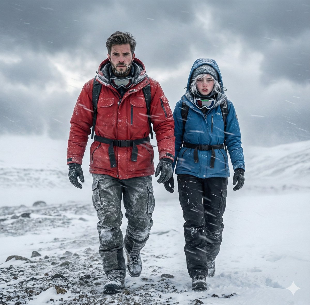 Alaskan Snowstorm Couple Prompt (Reference Based)