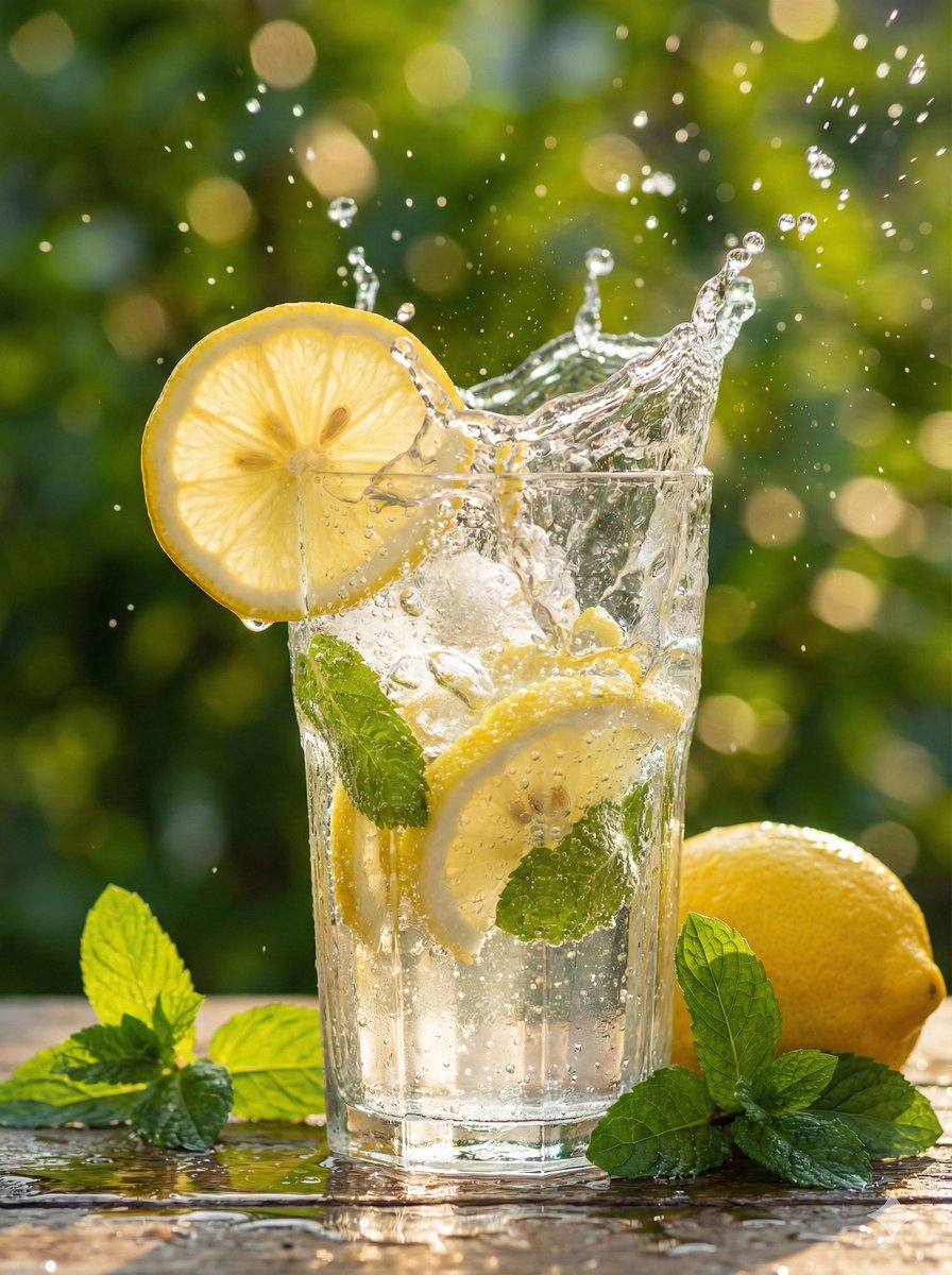 Hyper-Realistic Lemon Mint Drink Macro Photography Prompt