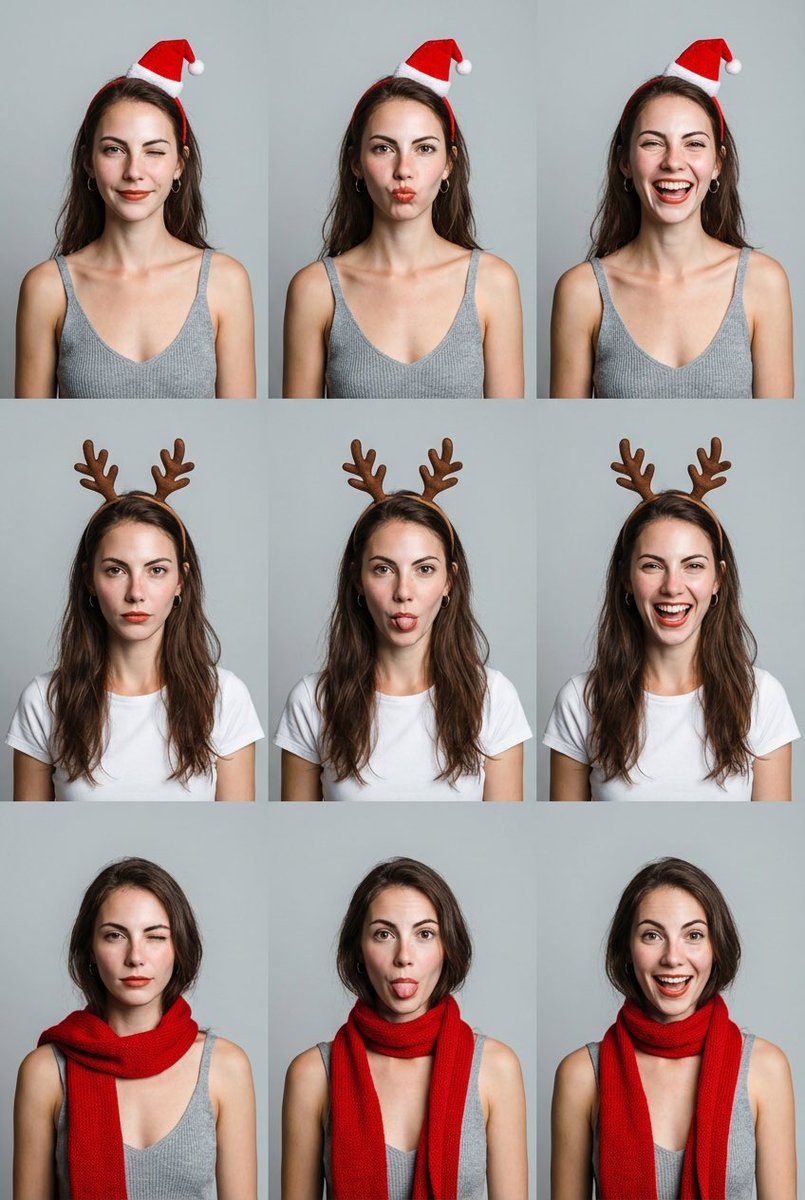 9-Grid Minimalist Christmas Portrait Prompt