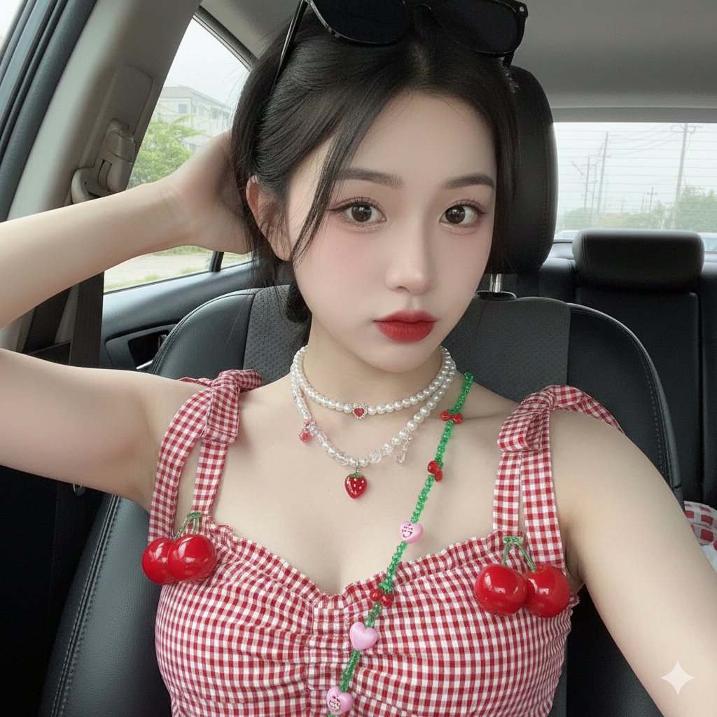 Coquette Aesthetic Selfie in a Car