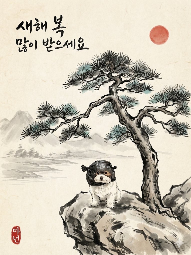 New Year's Card Ink Painting Prompt