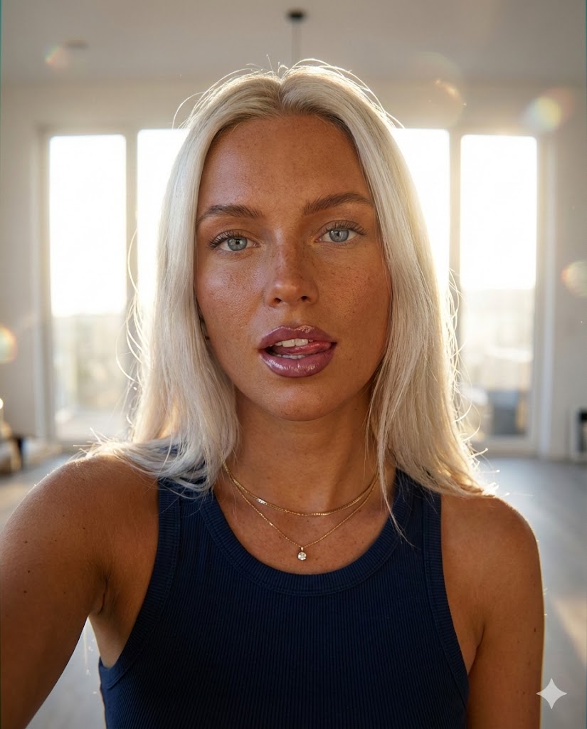 Sunkissed Glamour Tight Crop Selfie at Golden Hour