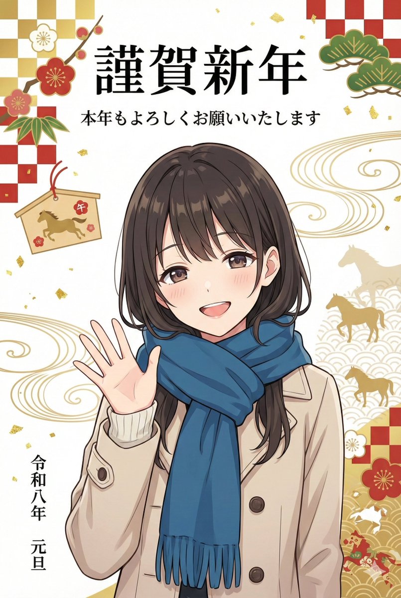 New Year's Card Illustration Generation Prompt