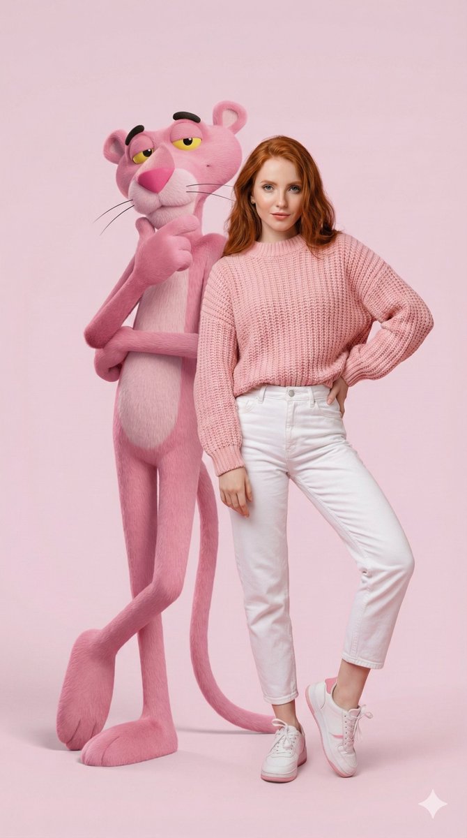 Sample output image for Hyper-Realistic Portrait with Giant Pink Panther