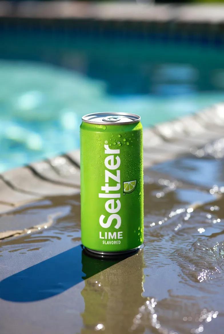 Macro Product Shot of Seltzer Can