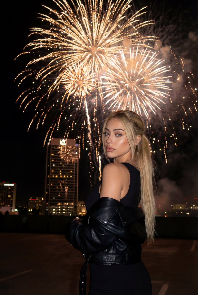 Cinematic New Year's Eve Cityscape Portrait