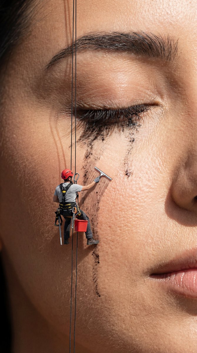 Surreal Macro Advertising Concept: Mascara Cleanup