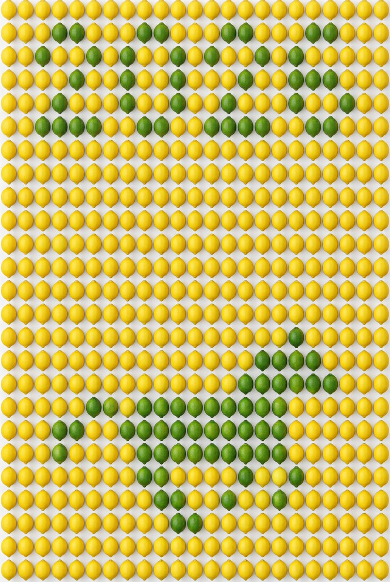Pixel Art Grid using Fruit Flat-Lay Photography Prompt 2