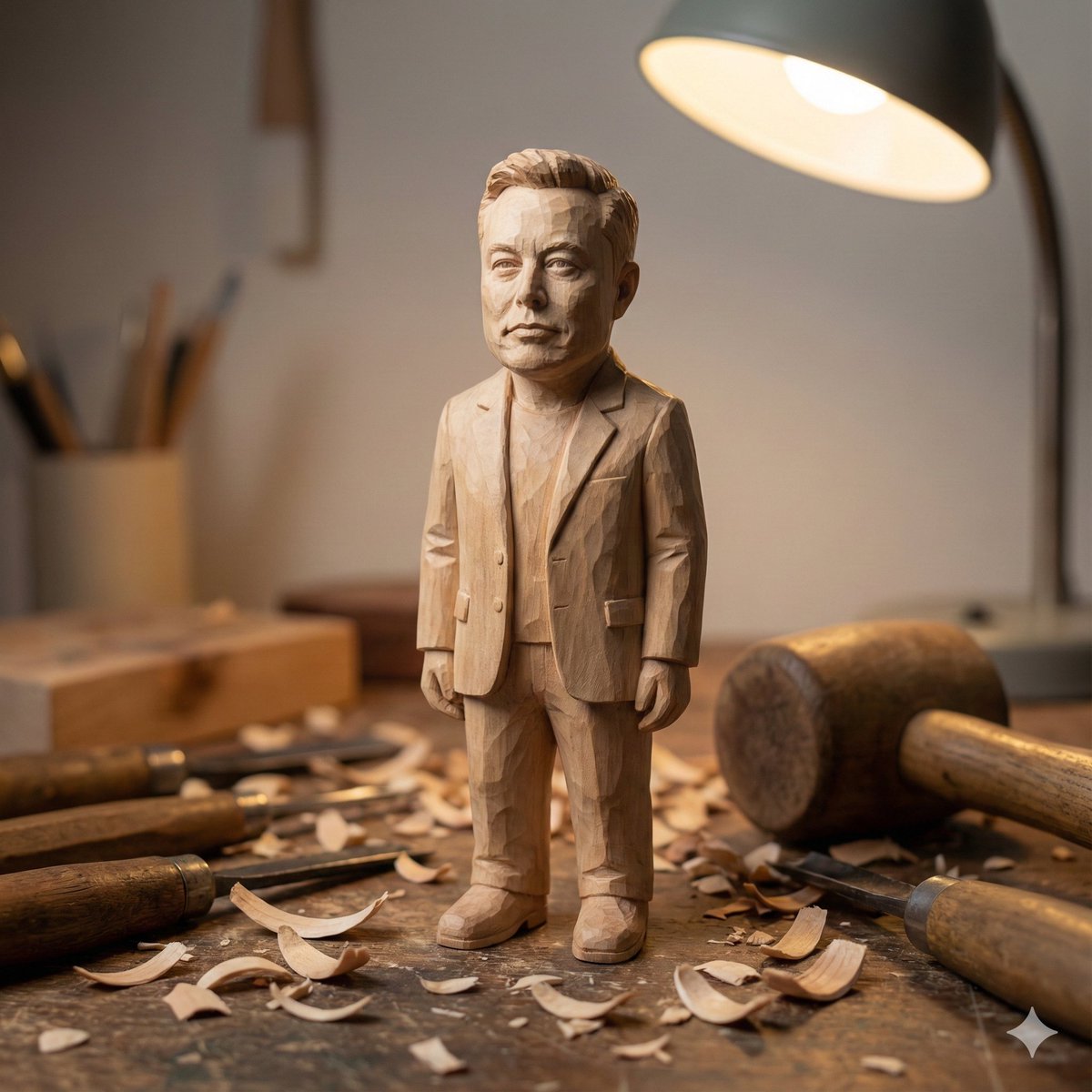Sample output image for Hand-carved wooden miniature figure prompt