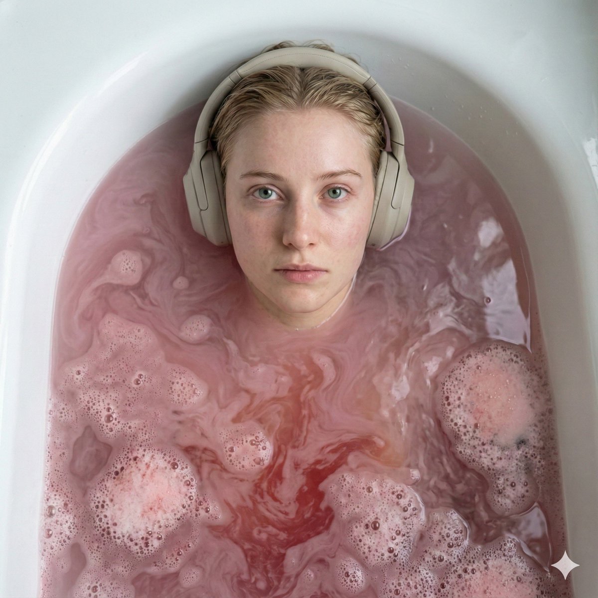 Ultra-Photorealistic Cinematic Portrait in a Bathtub with Noise-Canceling Headphones 3