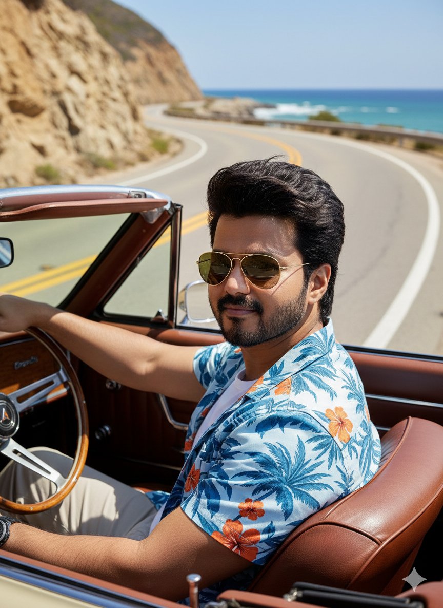 Cinematic Portrait of Man Driving Vintage Convertible 4