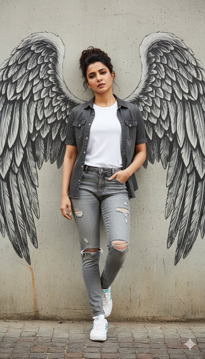 Urban Cinematic Portrait with Painted Angel Wings 4