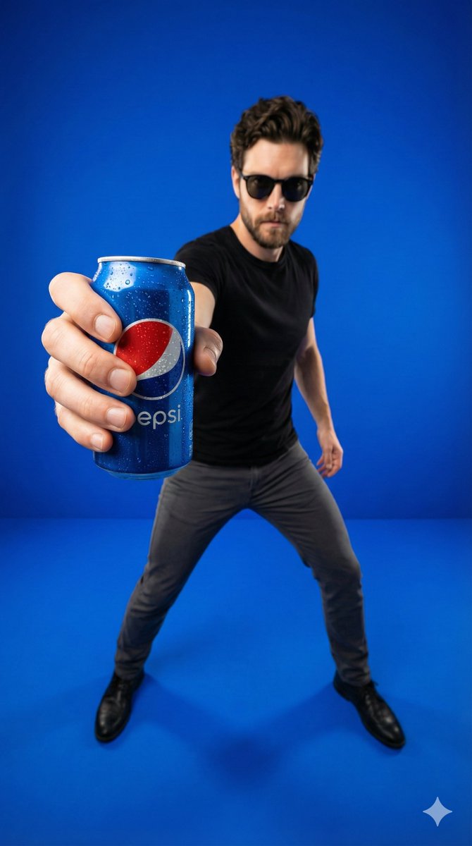 Sample output image for Wide-Angle Product Poster (Pepsi Can)