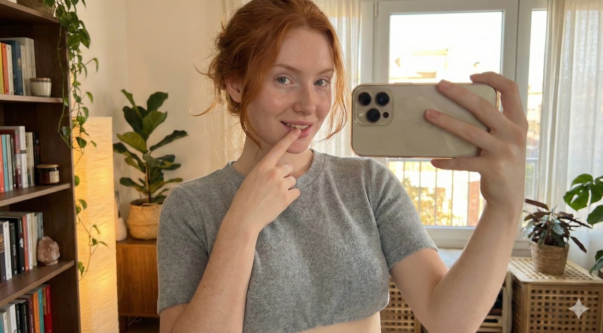 Deep Focus Selfie: Natural Copper Redhead