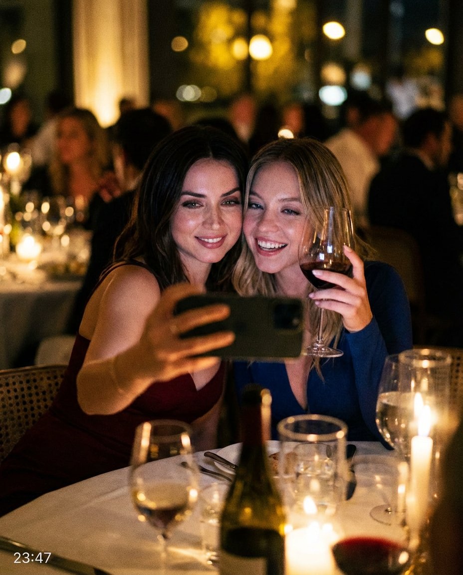 Low-Quality Smartphone Selfie of Ana de Armas and Sydney Sweeney 2