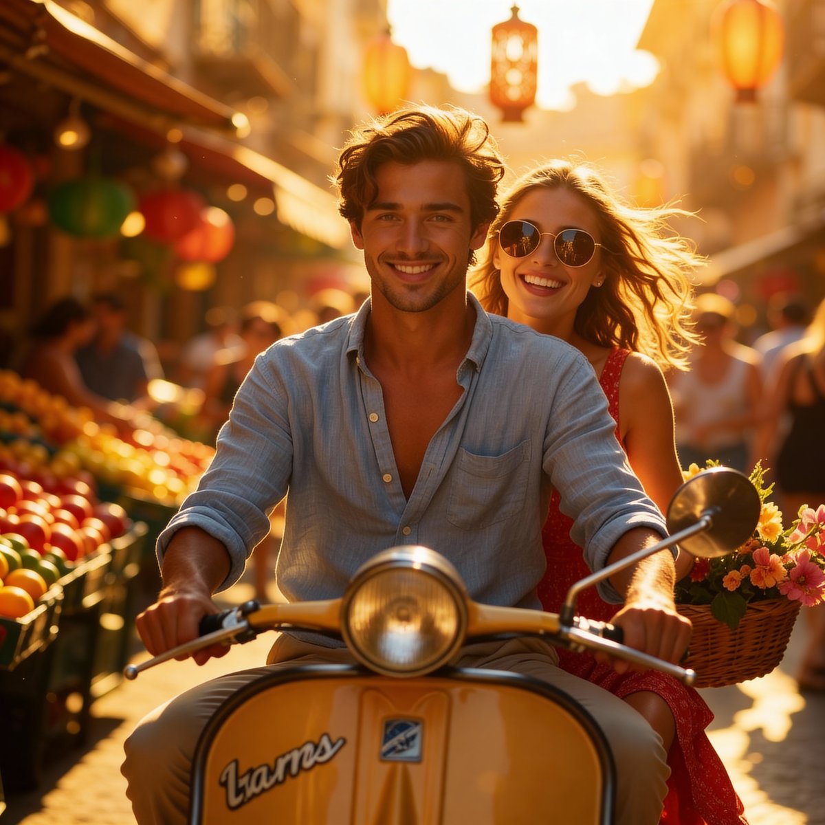 Cinematic Scooter Ride Golden Hour Prompt 2
