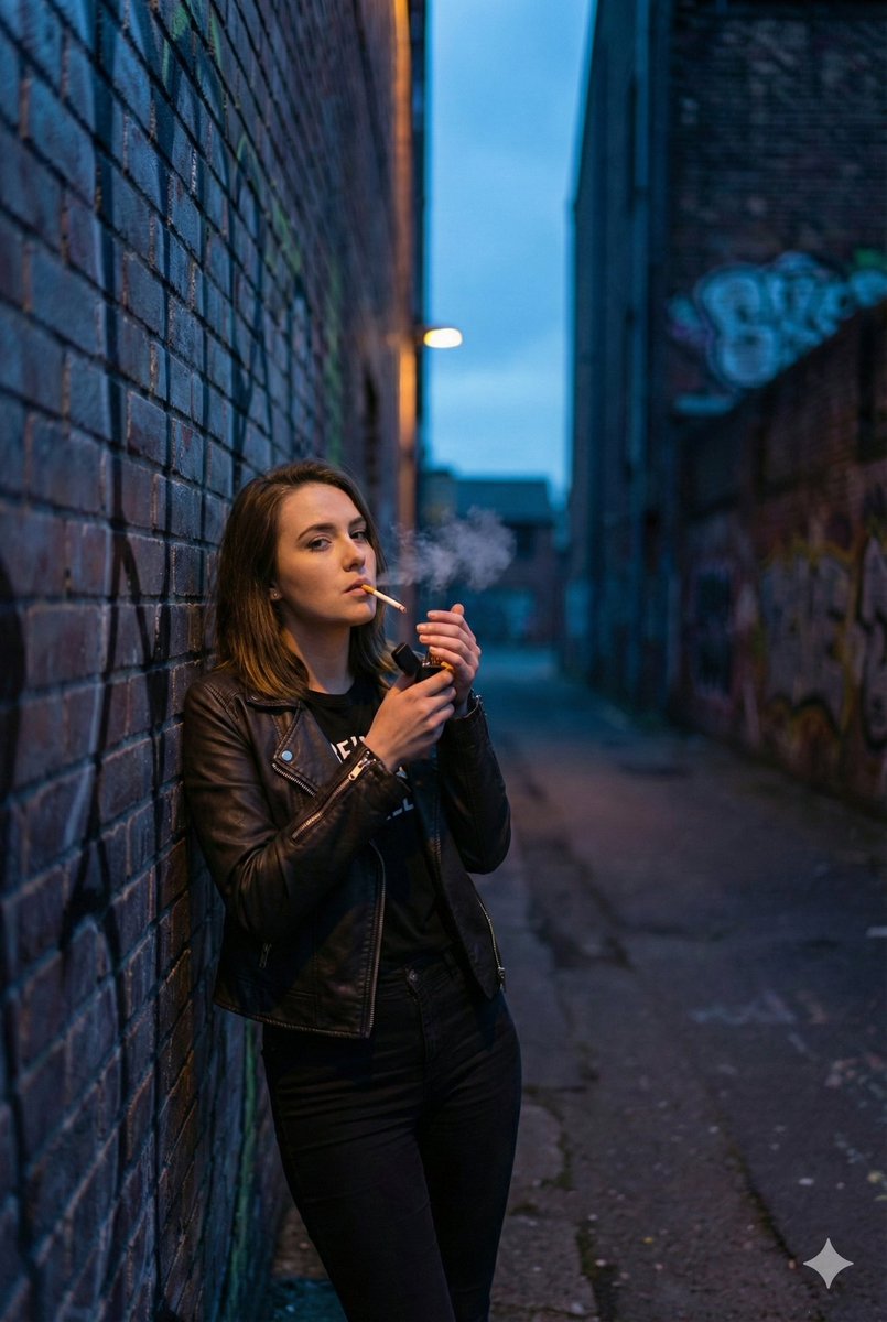 Gritty Cinematic Alleyway Portrait at Twilight
