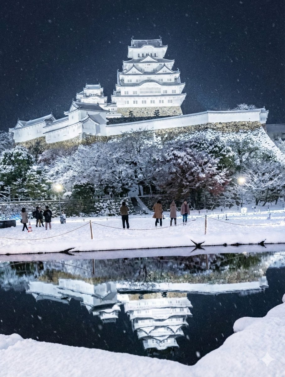 Snowy Himeji Castle in Kyouka Suigetsu Style
