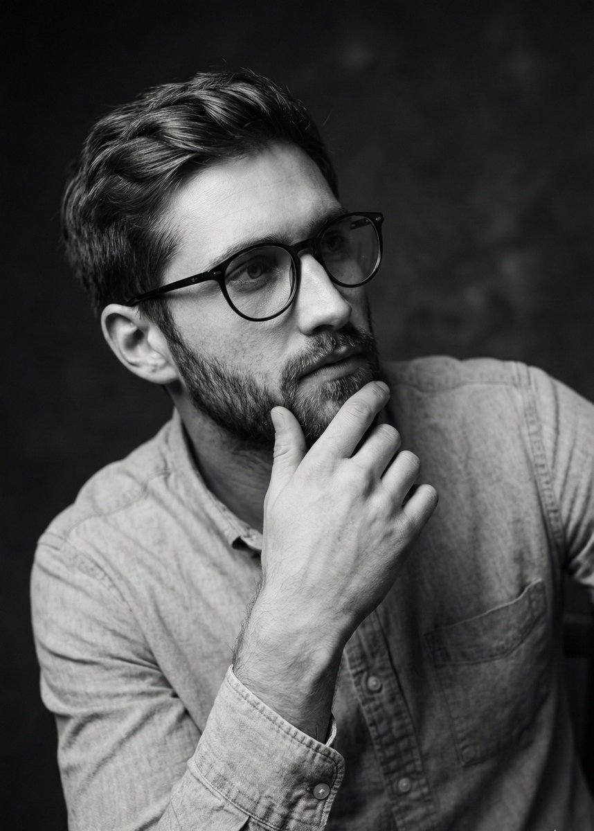 High-Contrast Black and White Portrait Prompt 3