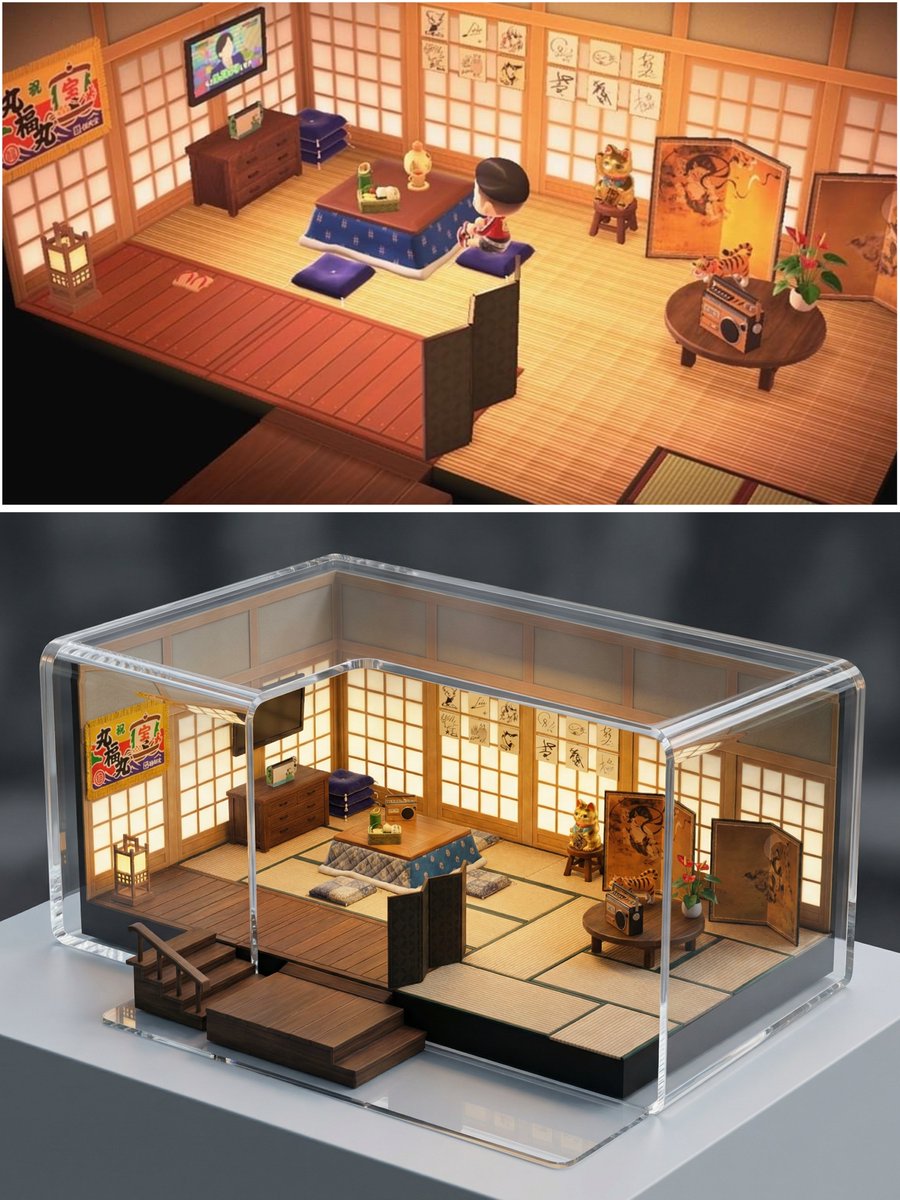 Realistic Interior to Transparent Miniature Diorama Prompt 3