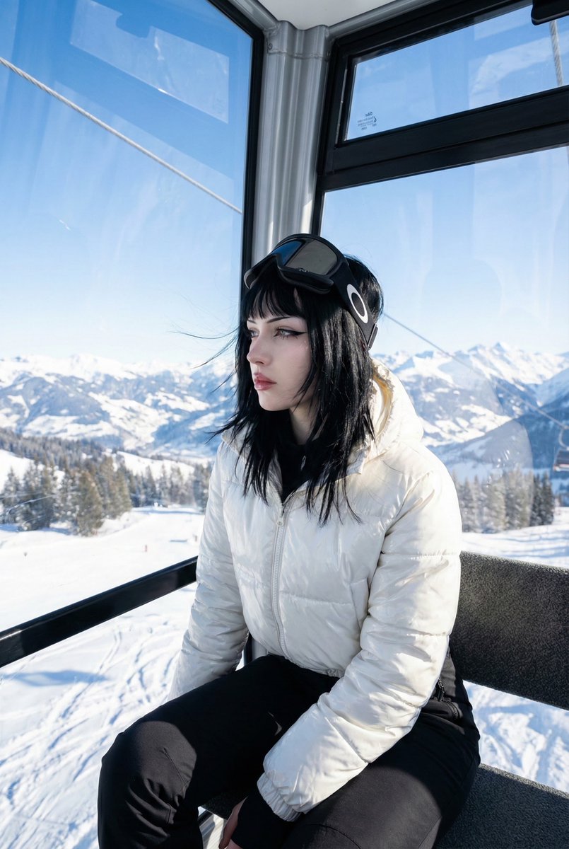 Deep Focus Winter Lifestyle Photo in a Ski Gondola