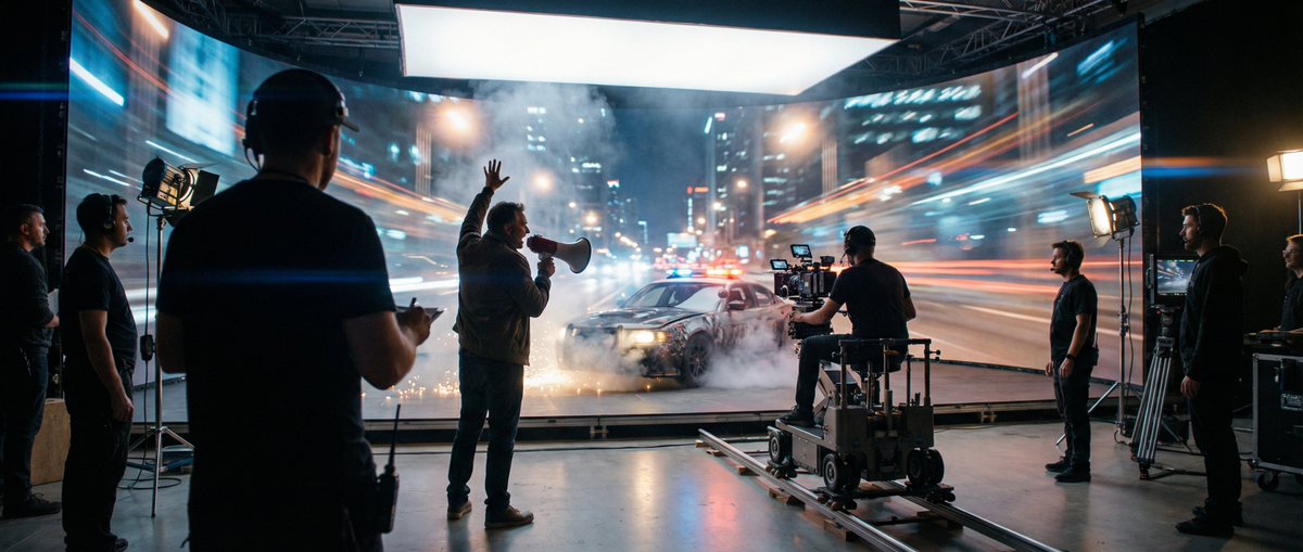 Cinematic Studio Shot of a Soccer Commercial Set