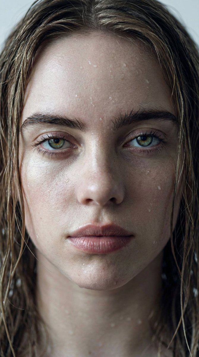 Hyper-Realistic Wet Look Close-Up Portrait 3