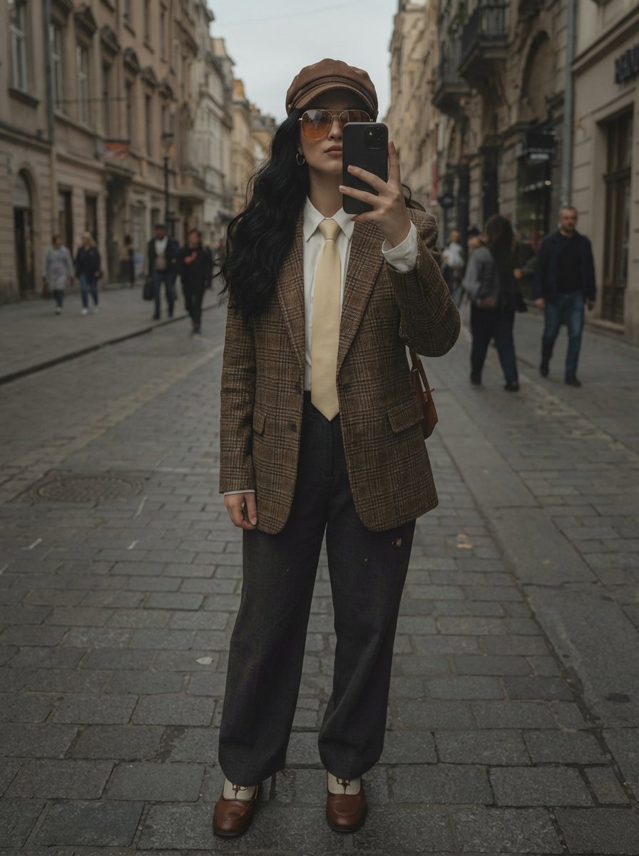 European Street Fashion Mirror Selfie Prompt