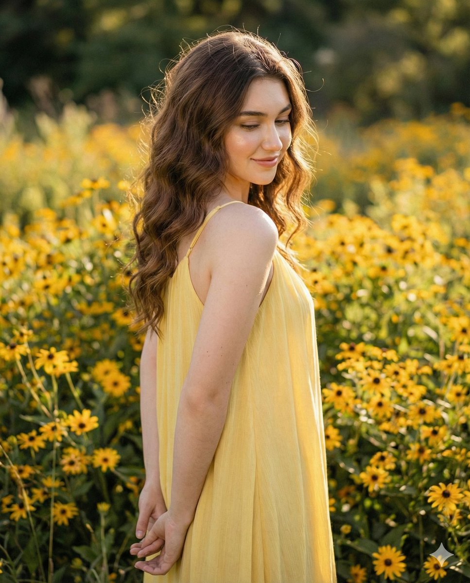 Cinematic Portrait with Harsh Flash and Floral Background 2