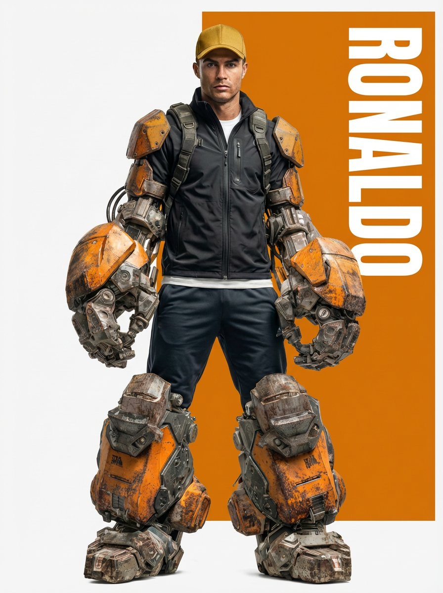 Sample output image for Ronaldo Futuristic Exoskeleton Portrait Prompt