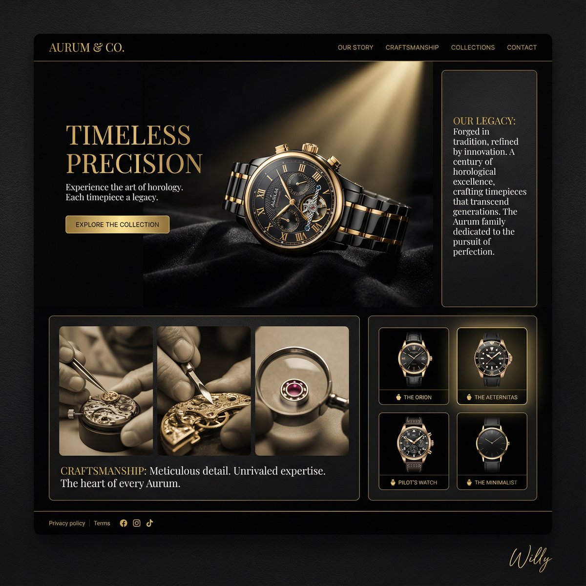 Luxury Watch Brand Landing Page Design Prompt
