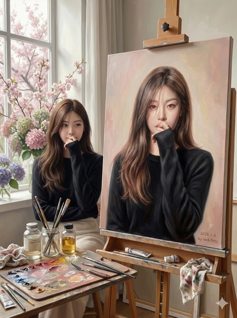 Masterful Realistic Oil Painting of a Live Model 4