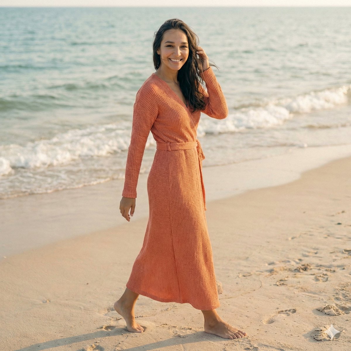 Cinematic Beach Portrait at Golden Hour