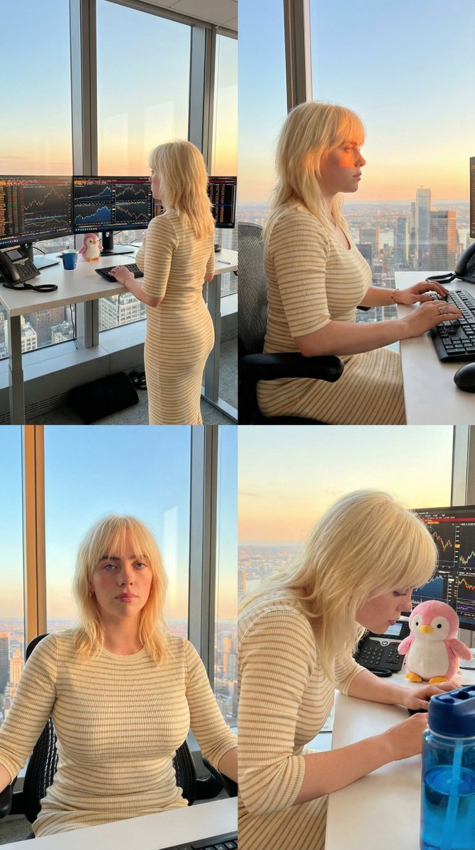 YouTube 縮圖 - 日落時分的四格交易工作區生活風格拼貼