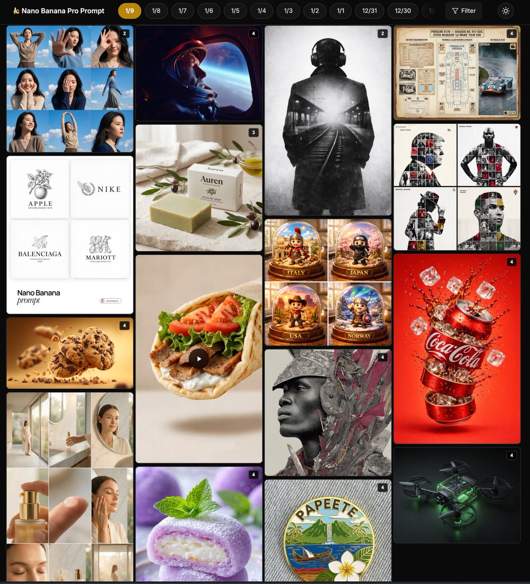 3x3 Grid Female Pose Collage Highlighting Dynamic Fashion and Light Effects