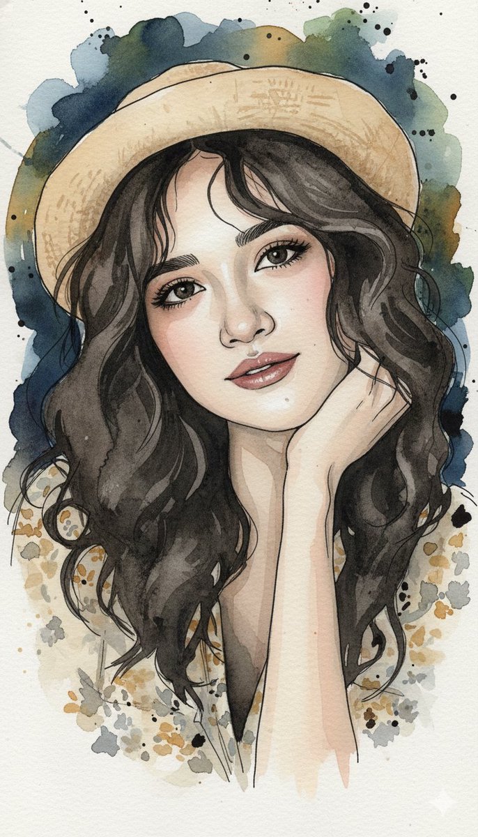 Fine-Art Ink and Watercolor Portrait with Identity Lock 2