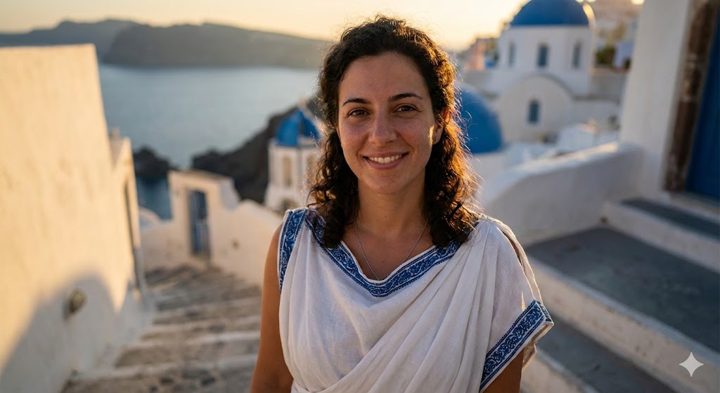 Hyper-Photorealistic Greek Portrait Prompt (Golden Hour)