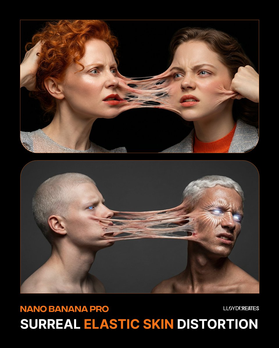 Surreal Elastic Skin Distortion Portrait