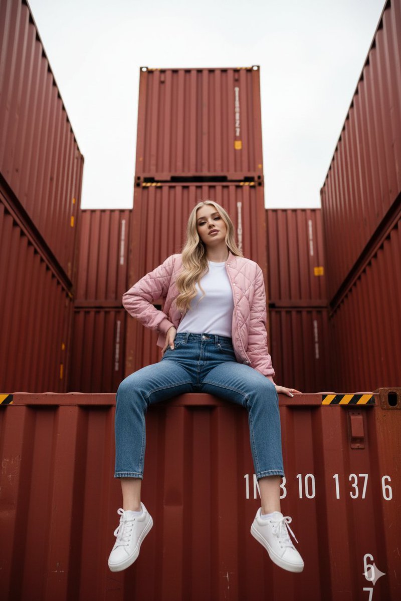 Industrial Shipping Container Streetwear Portrait Prompt