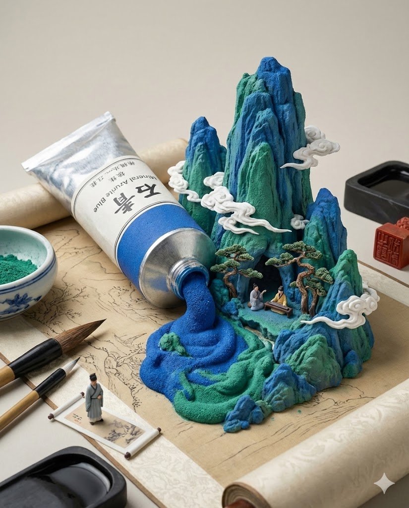 Chinese Landscape Painting Pigment Squeeze